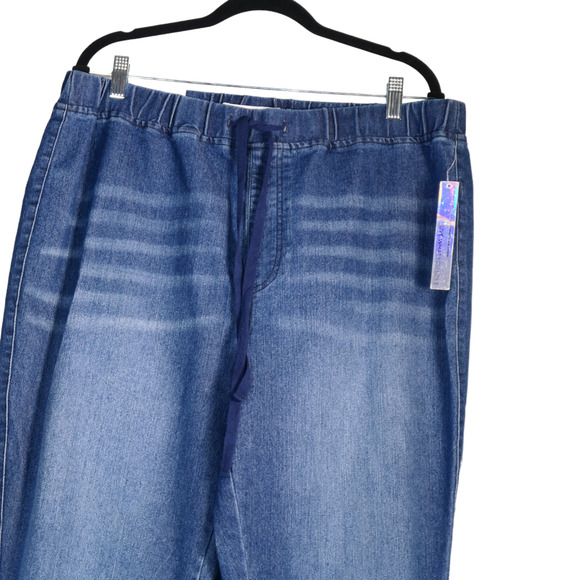 NWT Tinseltown Denim Jean Joggers Womens 3X Blue Drawstring - Picture 2 of 7